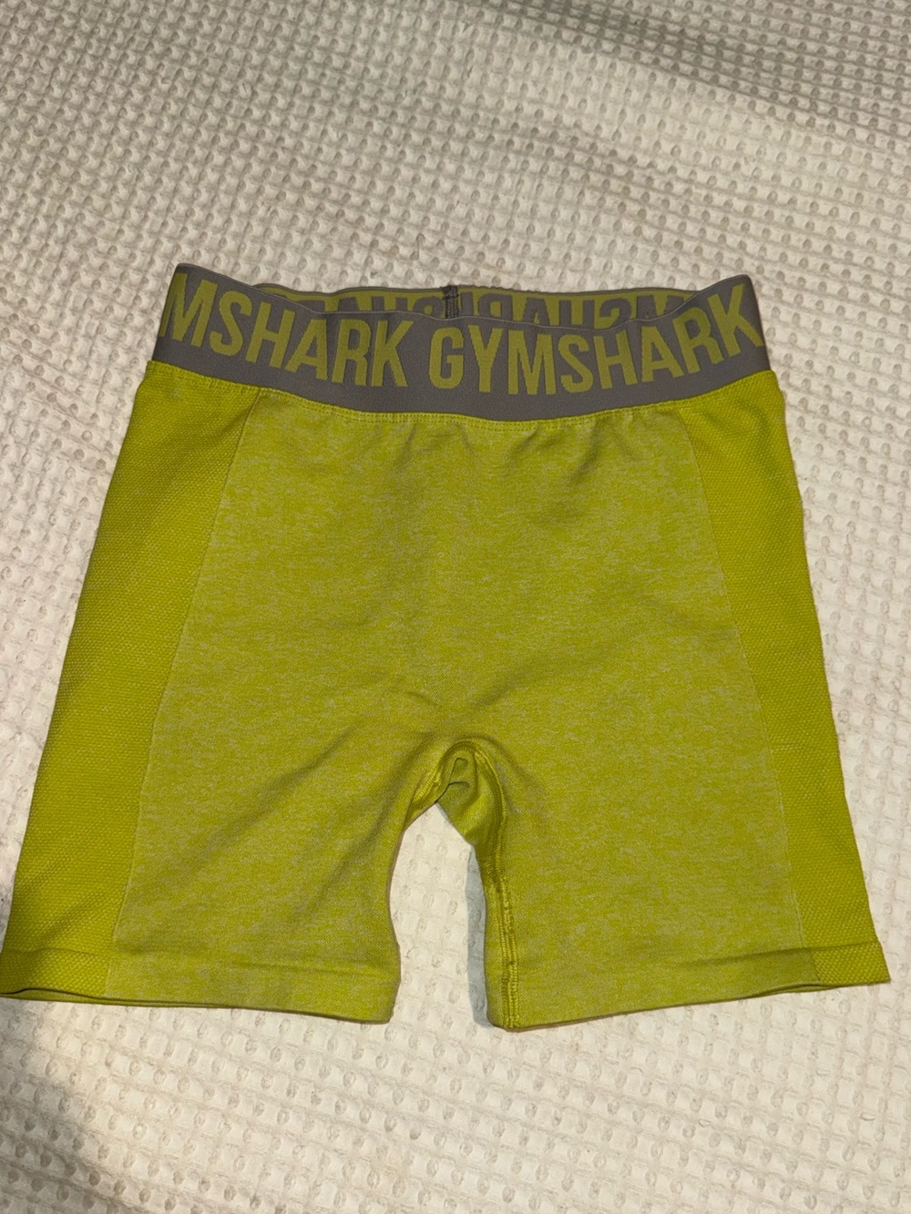 2/$20 - Gymshark Biker  Shorts in Lime with Gray Waistband